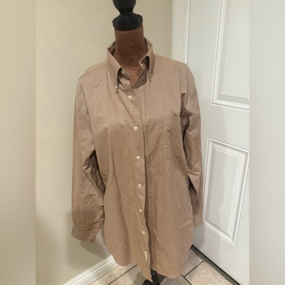 Lands' End Beige Oxford Shirt